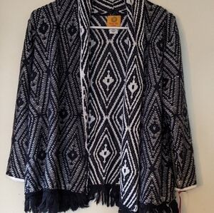 Ruby Road Cardigan Sz PS Navy Blue & White